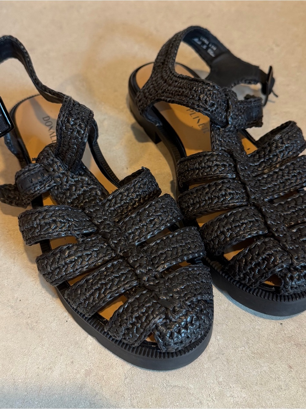Donald J. Pliner Black Woven Leather Sandals